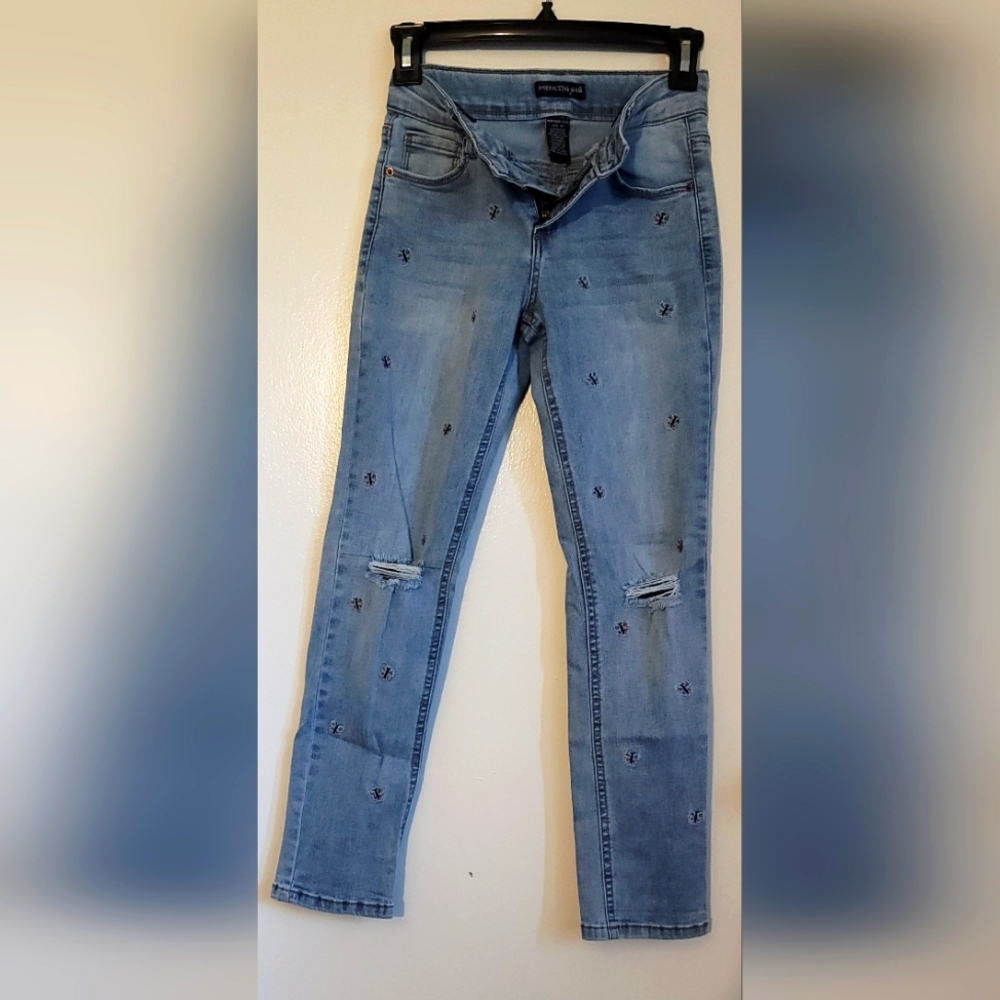 Imperial Star Girls Distressed Embroidered Jeans size 12